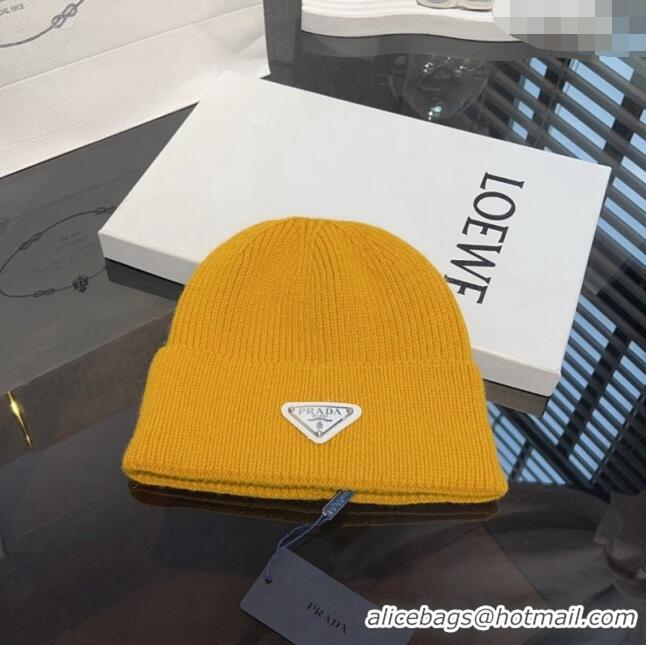 Famous Brand Prada Knit hat PR10182 Yellow 2023