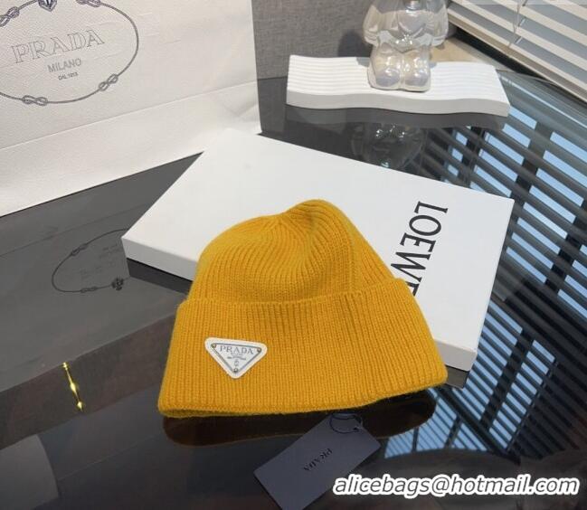 Famous Brand Prada Knit hat PR10182 Yellow 2023