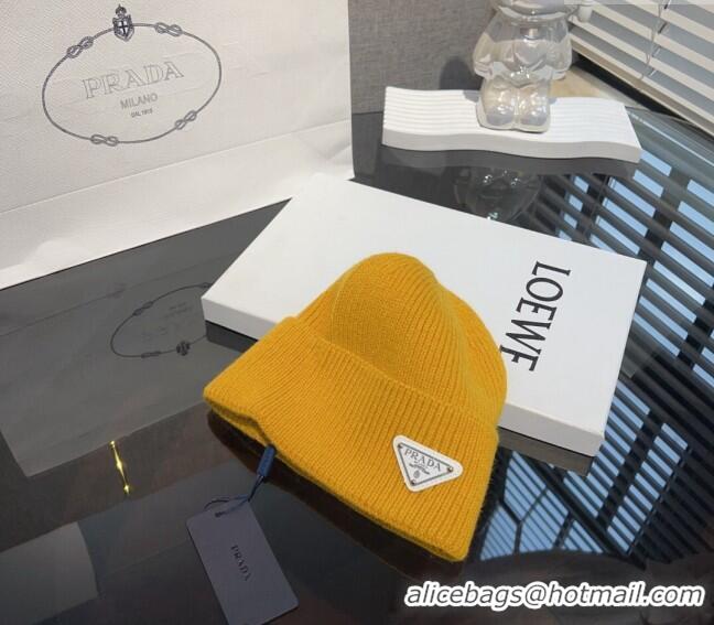 Famous Brand Prada Knit hat PR10182 Yellow 2023