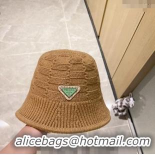 Top Quality Prada Knit Bucket Hat PA1108 Brown 2023