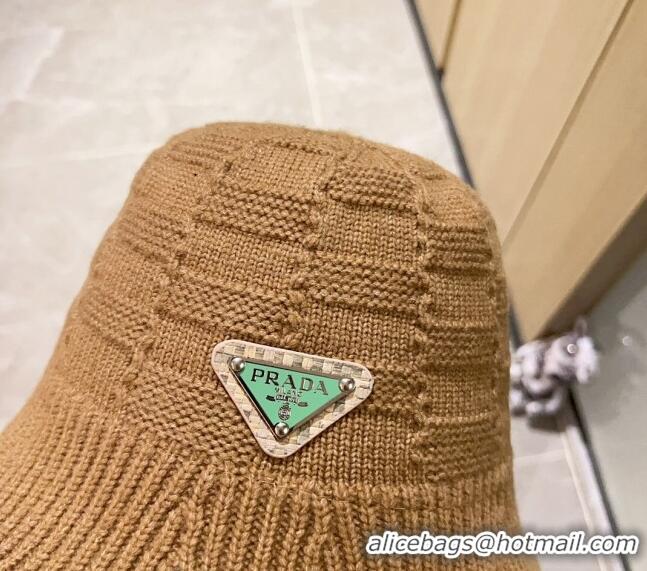 Top Quality Prada Knit Bucket Hat PA1108 Brown 2023