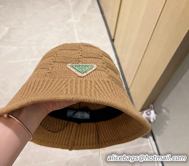 Top Quality Prada Knit Bucket Hat PA1108 Brown 2023