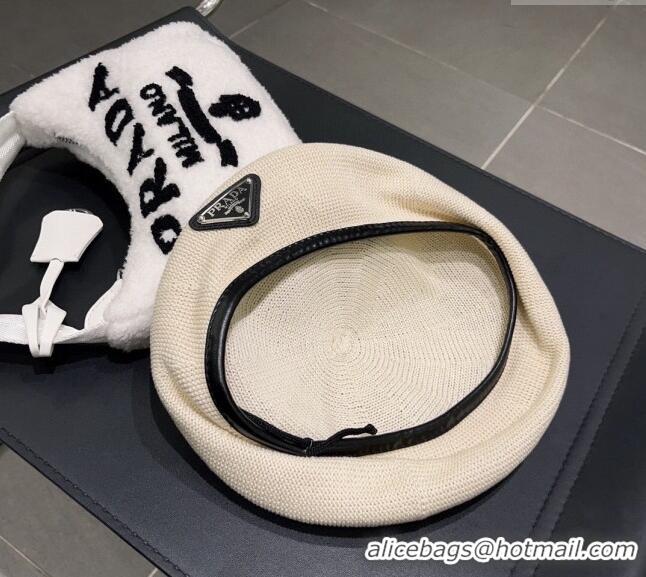 Buy New Cheap Prada Knit Beret Hat PA1123 White 2023