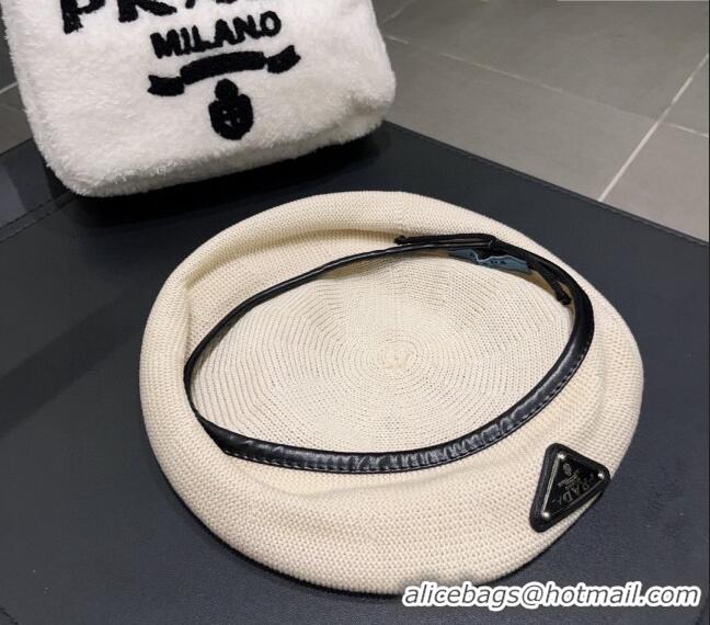 Buy New Cheap Prada Knit Beret Hat PA1123 White 2023