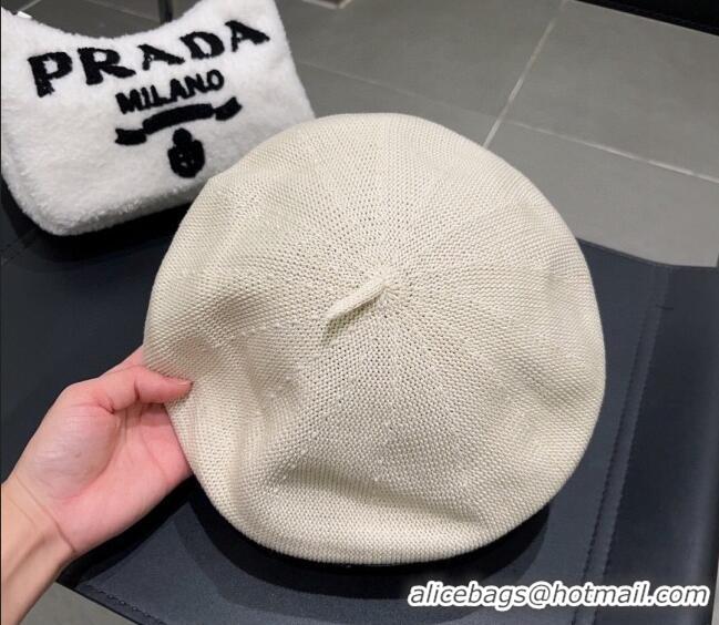 Buy New Cheap Prada Knit Beret Hat PA1123 White 2023