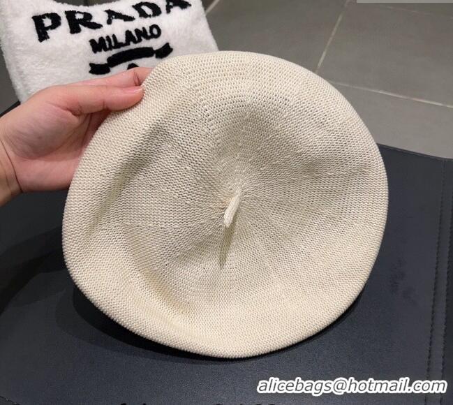 Buy New Cheap Prada Knit Beret Hat PA1123 White 2023