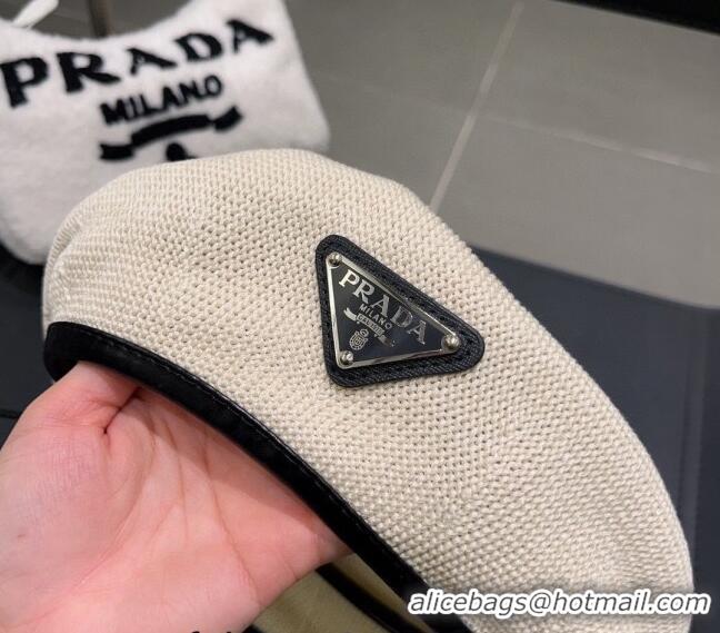 Buy New Cheap Prada Knit Beret Hat PA1123 White 2023