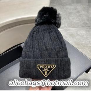 Top Grade Prada Knit Hat P12802 Black 2023