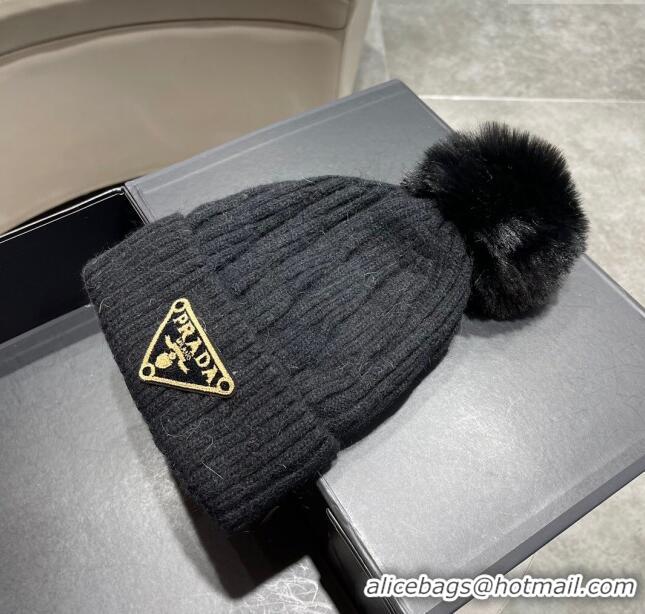 Top Grade Prada Knit Hat P12802 Black 2023