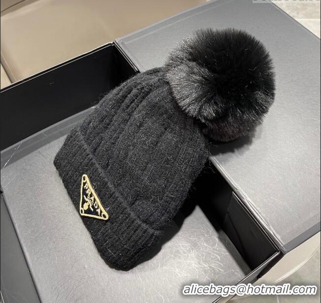 Top Grade Prada Knit Hat P12802 Black 2023