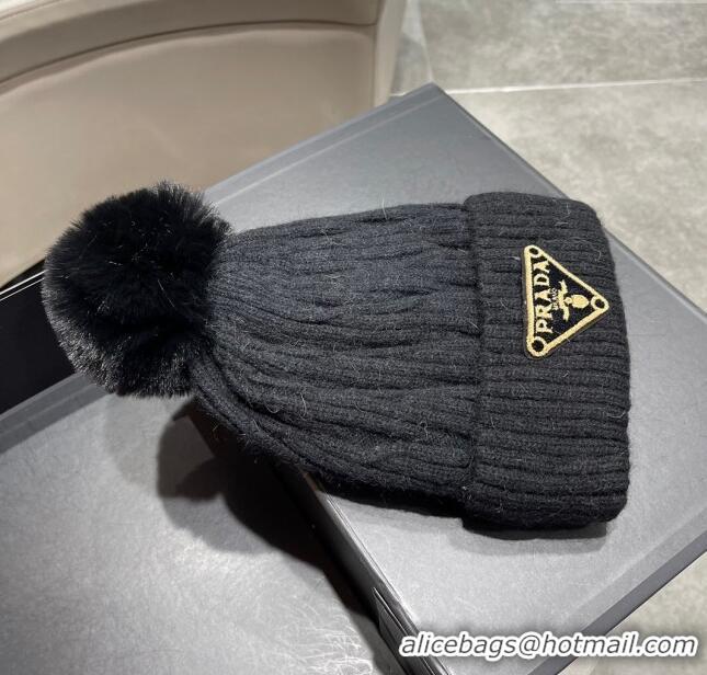 Top Grade Prada Knit Hat P12802 Black 2023