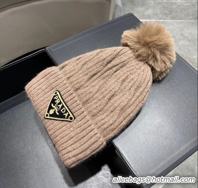 Reasonable Price Prada Knit Hat P12803 Light Brown 2023