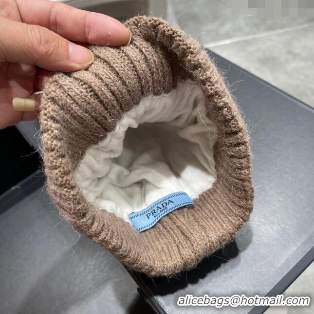 Reasonable Price Prada Knit Hat P12803 Light Brown 2023