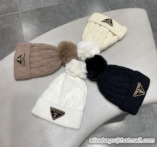 Reasonable Price Prada Knit Hat P12803 Light Brown 2023