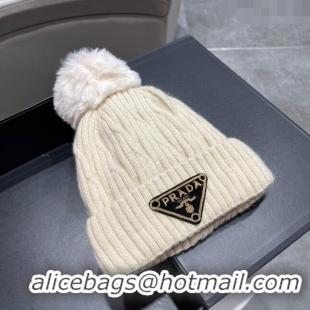 Low Cost Prada Knit Hat P12804 Beige 2023