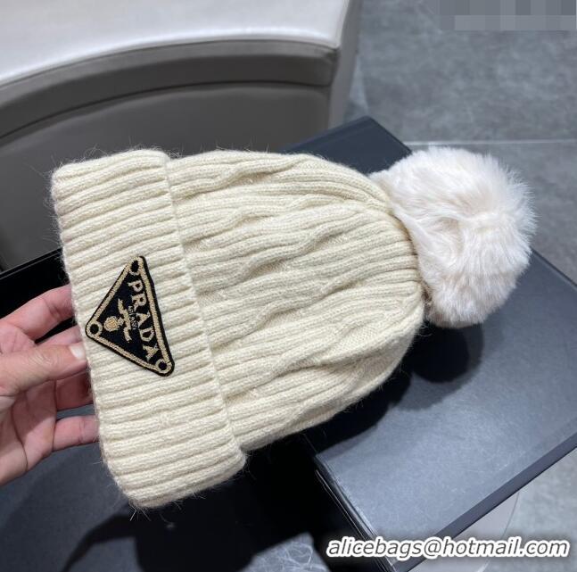 Low Cost Prada Knit Hat P12804 Beige 2023