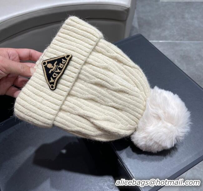 Low Cost Prada Knit Hat P12804 Beige 2023