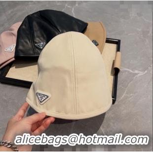 Top Design Prada PU Bucket Hat PR120604 White 2023