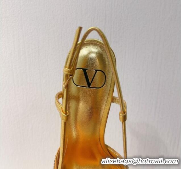 Sophisticated Valentino VLogo Slingback Pumps 7.5cm in Damier Crystals Yellow/Gold 1121151