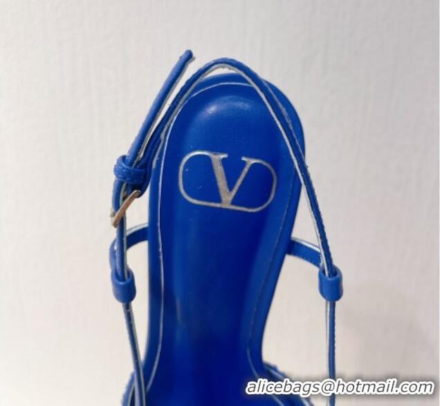 Luxurious Valentino VLogo Slingback Pumps 7.5cm in Damier Crystals Light Blue 1121157