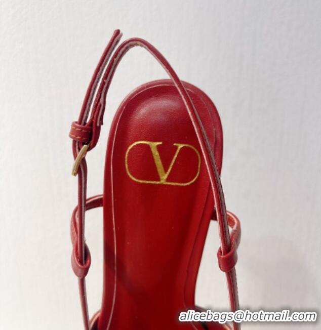 Top Design Valentino VLogo Slingback Pumps 7.5cm in Damier Crystals Red 1121158