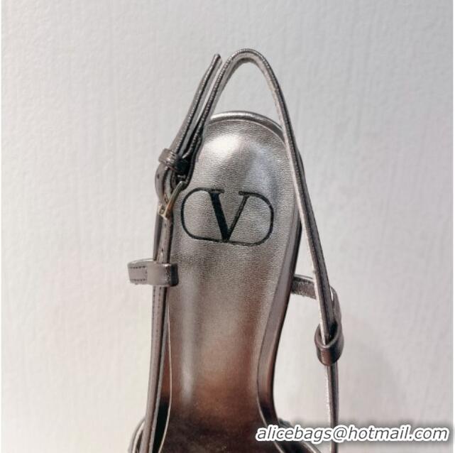 Good Looking Valentino VLogo Slingback Pumps 7.5cm in Damier Crystals Grey 1121159