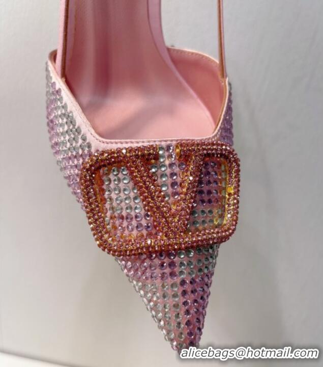 Low Cost Valentino VLogo Slingback Pumps 7.5cm in Damier Crystals Light Pink 121160