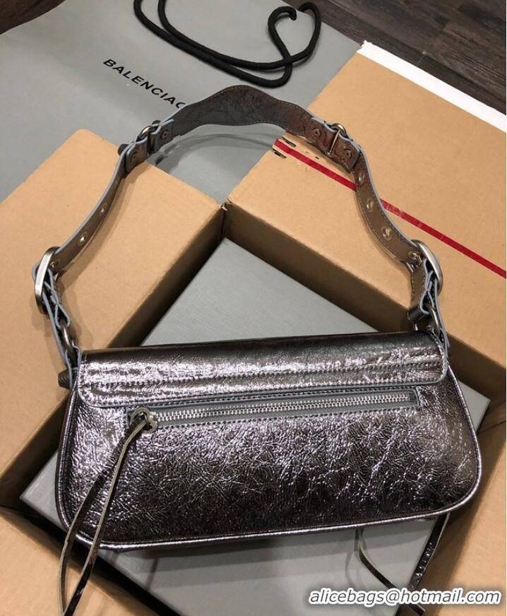 Fashion Luxurious Balenciaga WOMENS LE CAGOLE SHOULDER BAG 6688 silver gray