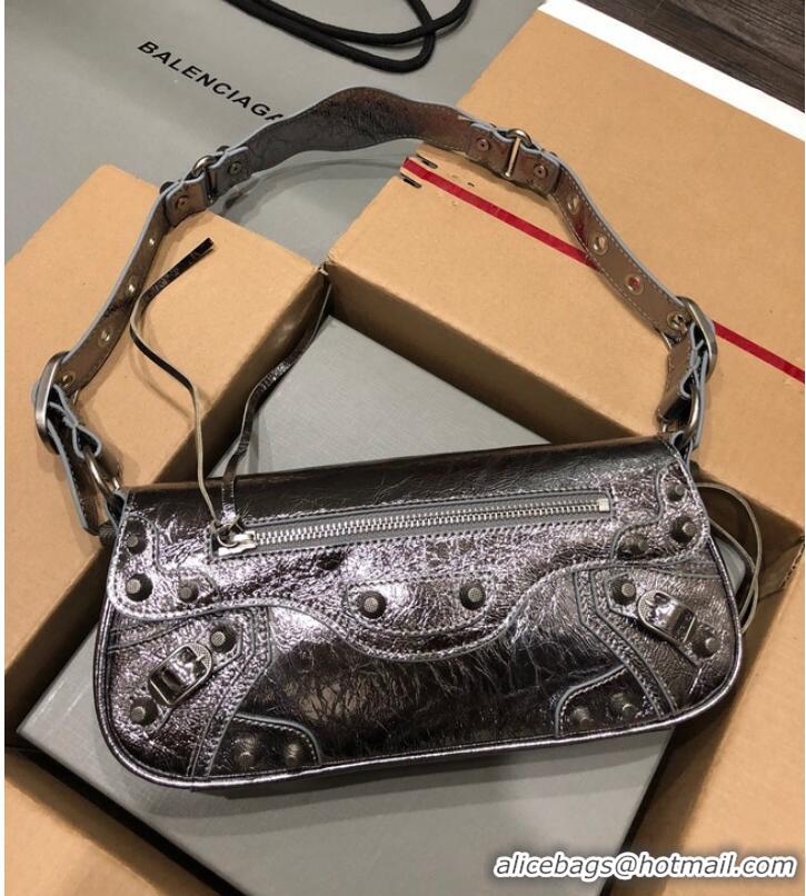 Fashion Luxurious Balenciaga WOMENS LE CAGOLE SHOULDER BAG 6688 silver gray