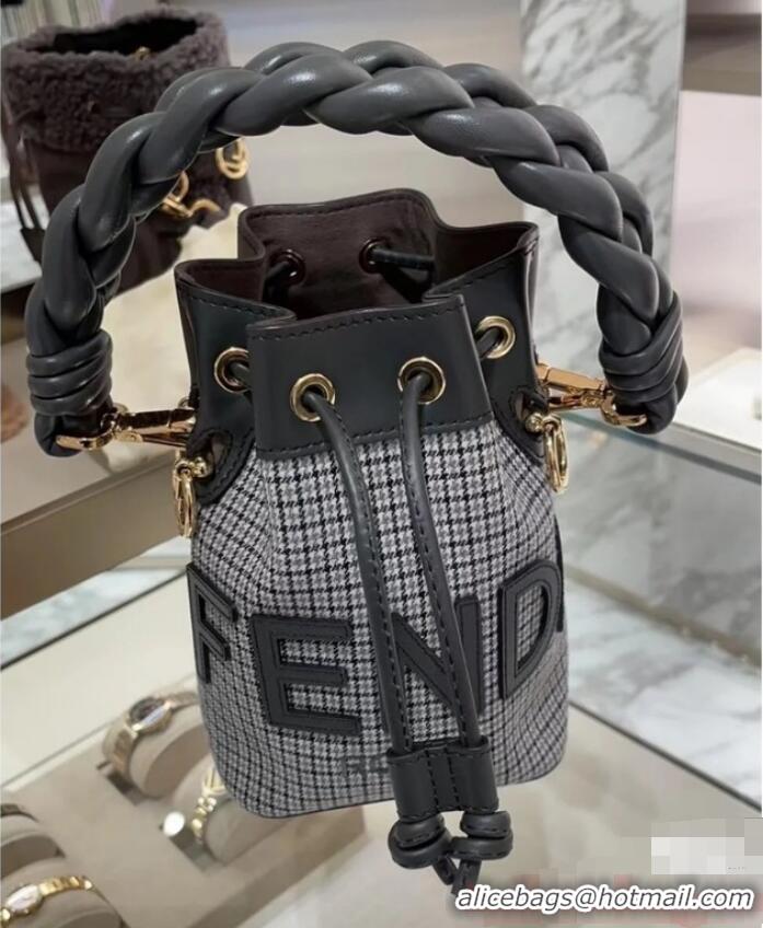 Top Quality Fendi Mon Tresor fabric mini bag with FF motif 0111 Gray