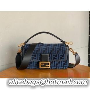 Best Price Fendi Baguette Chain Midi dove gray tapestry fabric bag with FF motif 8BR793 Blue