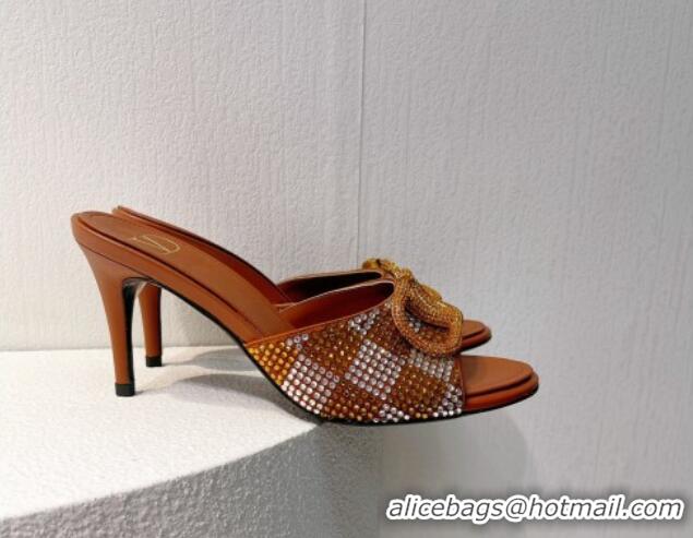 http://www.cheapbagmalluk.ru/adyzw/images/coloDiscount Valentino VLogo Heel Slide Sandals 7.5cm in Damier Crystals Tan B