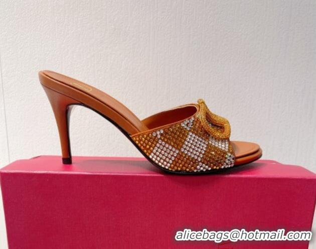 http://www.cheapbagmalluk.ru/adyzw/images/coloDiscount Valentino VLogo Heel Slide Sandals 7.5cm in Damier Crystals Tan B