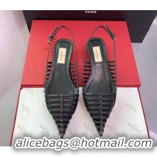 Most Popular Valentino Rockstud Leather Slingback Pumps with Thin Strap Black 214119