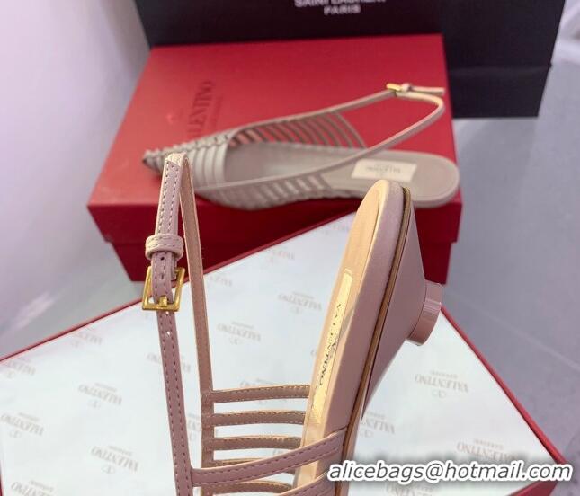 Inexpensive Valentino Rockstud Leather Slingback Pumps with Thin Strap Powder Pink 1214120