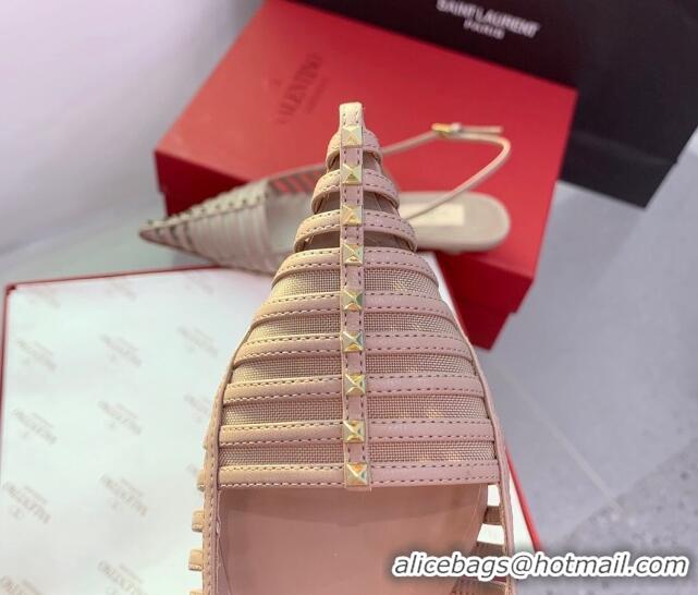 Inexpensive Valentino Rockstud Leather Slingback Pumps with Thin Strap Powder Pink 1214120