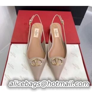 Perfect Valentino VLogo Leather Slingback Pumps Nude 1214124