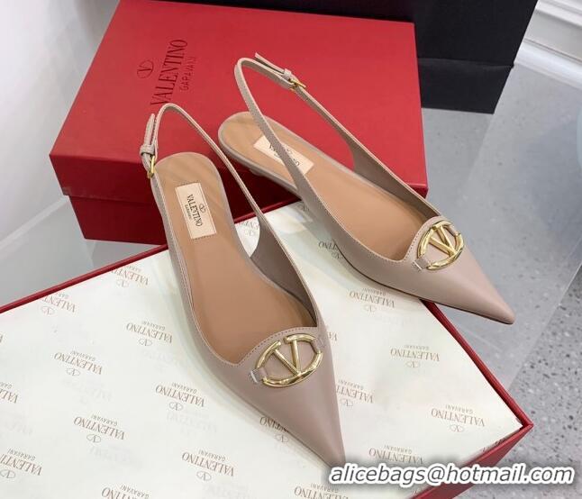 Perfect Valentino VLogo Leather Slingback Pumps Nude 1214124