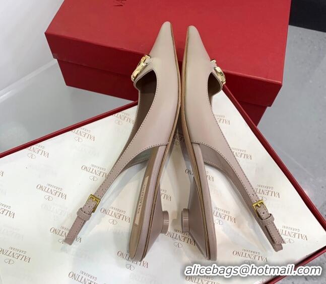 Perfect Valentino VLogo Leather Slingback Pumps Nude 1214124