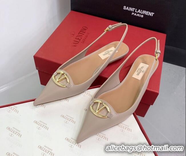 Perfect Valentino VLogo Leather Slingback Pumps Nude 1214124