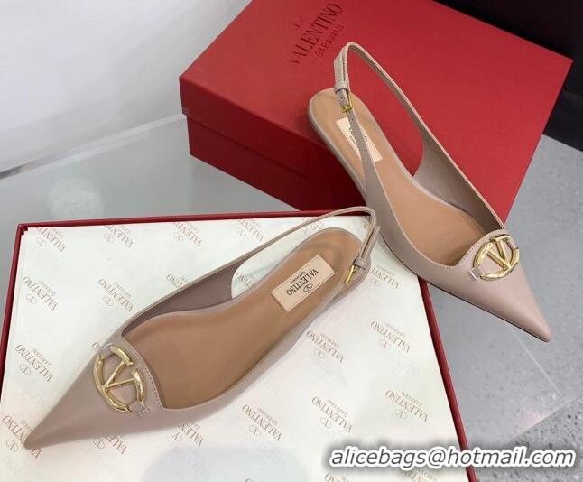 Perfect Valentino VLogo Leather Slingback Pumps Nude 1214124