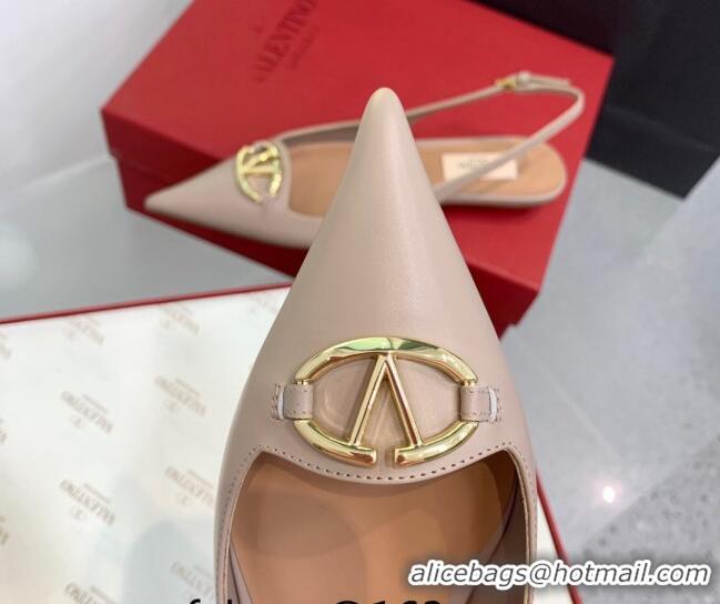 Perfect Valentino VLogo Leather Slingback Pumps Nude 1214124