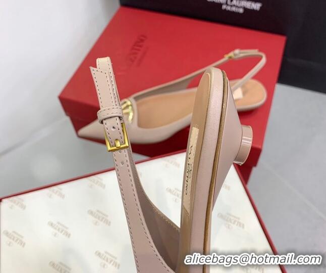 Perfect Valentino VLogo Leather Slingback Pumps Nude 1214124