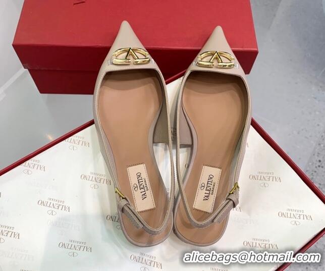 Perfect Valentino VLogo Leather Slingback Pumps Nude 1214124