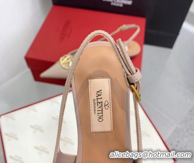 Perfect Valentino VLogo Leather Slingback Pumps Nude 1214124