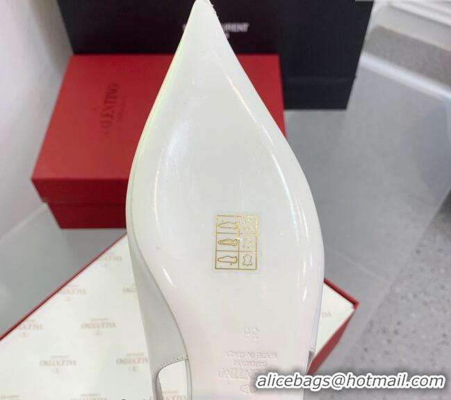 Unique Style Valentino VLogo Leather Slingback Pumps White 1214125