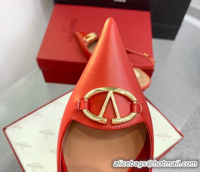 Sumptuous Valentino VLogo Leather Slingback Pumps Red 214126