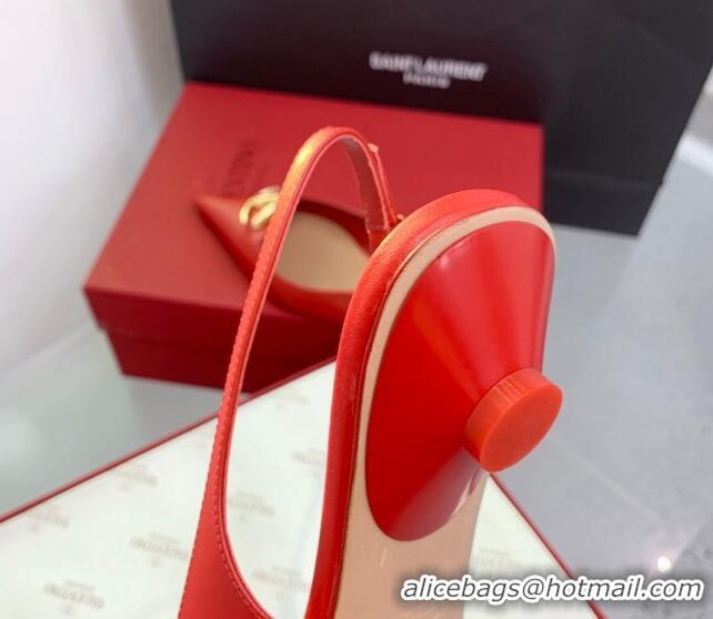 Sumptuous Valentino VLogo Leather Slingback Pumps Red 214126