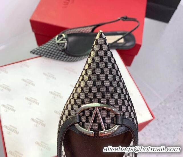 Good Quality Valentino VLogo Mesh Slingback Pumps Black 214127