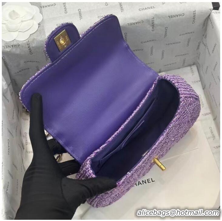 Famous Brand Chanel SMALL BAG WITH TOP HANDLE AS4573 Purple & Silver